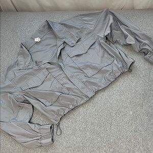 Yogalicious Windbraker Zip Jacket Womens XL Crop Outdoor Active Gray